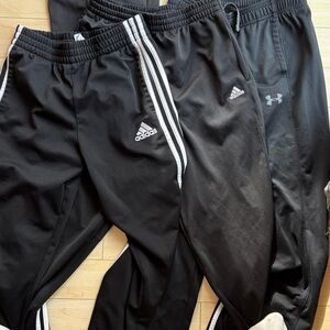 Adidas Kids Black Joggers with White Stripes